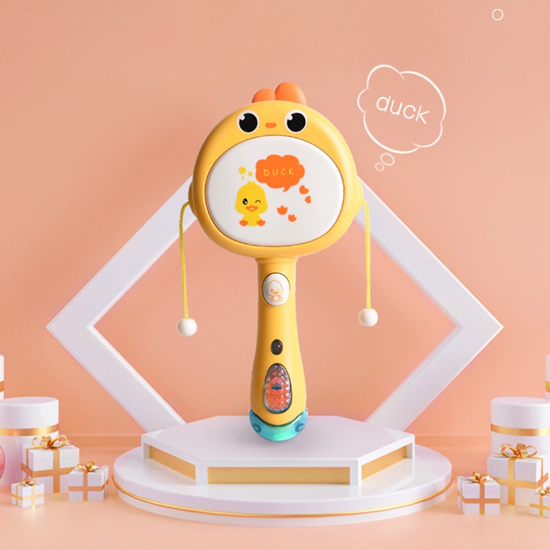 Đồ Chơi Lục Lạc Cầm Tay Họa Tiết Hoạt Hình Có Nhạc Và Đèn Cho Bé Sơ Sinh