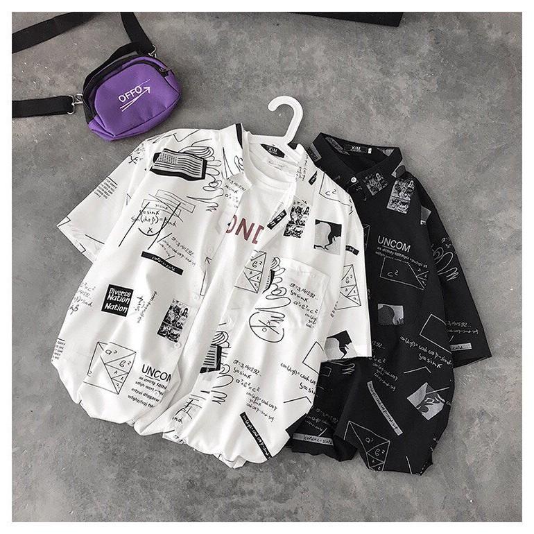 Áo Sơ Mi Họa Tiết Hình Học Slim BOO BO Cao Cấp Lụa Thoải Mái Trẻ Trung Hàn Quôc