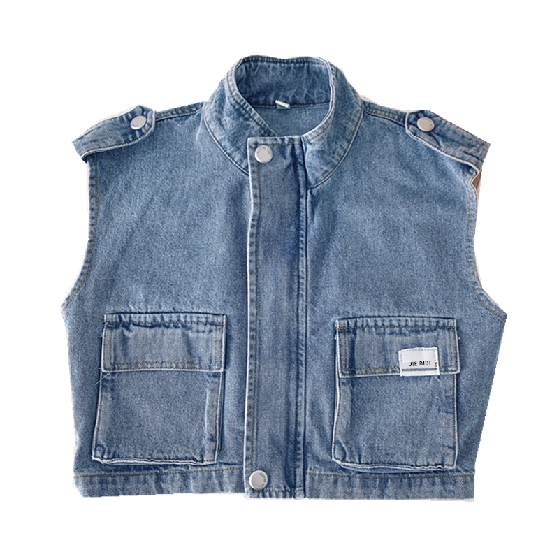 Áo Khoác Denim Không Tay Dáng Rộng Thời Trang Mùa Thu Dành Cho Bé Trai 80-140