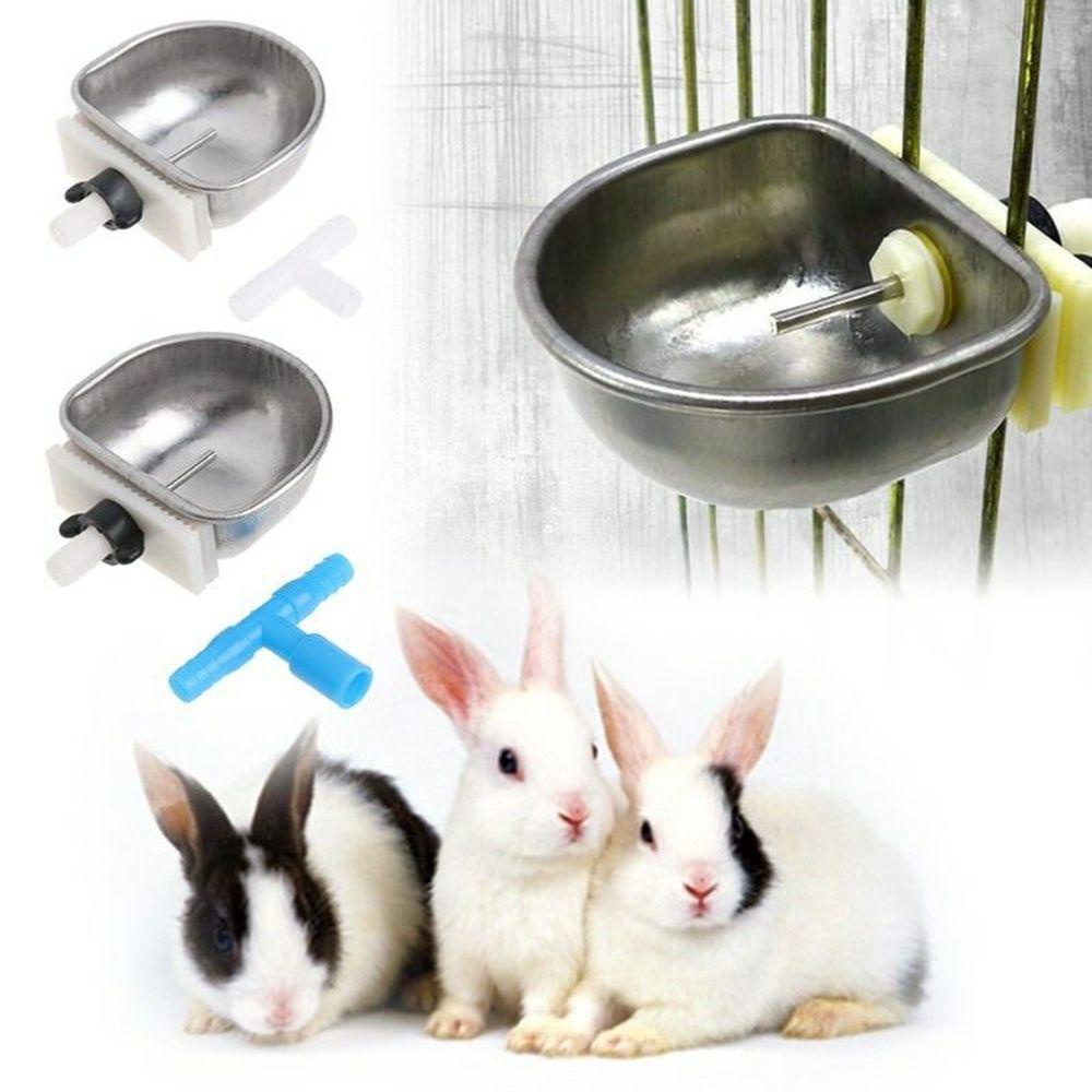 Bát Đựng Nước Uống Hình Chữ T Bằng Thép Không Gỉ Bền Thanh Lịch Cho Thỏ