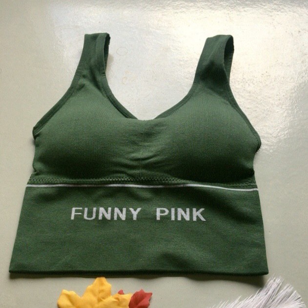 Áo bra nữ tập gym, yoga năng động có chữ FUNNY PINK