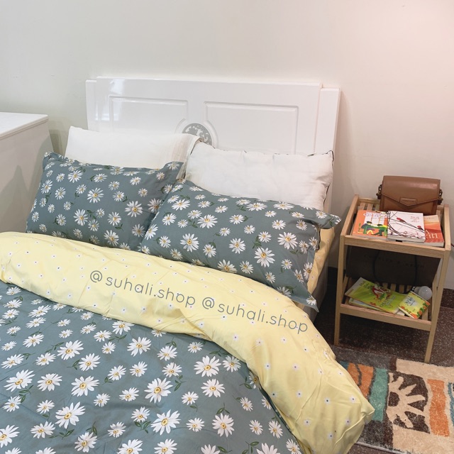 Poly - Hoa cúc xanh mint -  bộ vỏ chăn ga giường