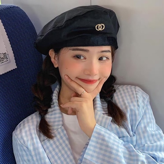 Mũ Nồi Vải Nhung Chữ O Kiểu Beret - Vani Store - PKTT0020