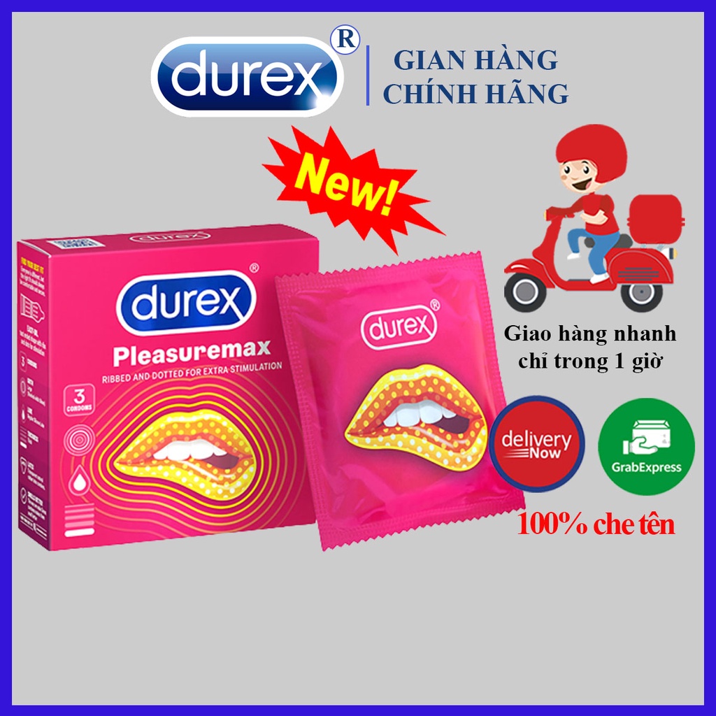 [ FREESHIP BCS DUREX ] Hộp Nhỏ Bao cao su durex Pleasuremax 1 hộp 3 bao siêu mỏng_baocaosu_durex