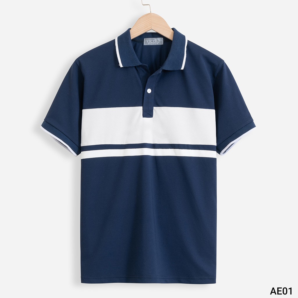 Áo Thun Nam Polo Có Cổ Tay Ngắn Phối Màu Cao Cấp VICERO
