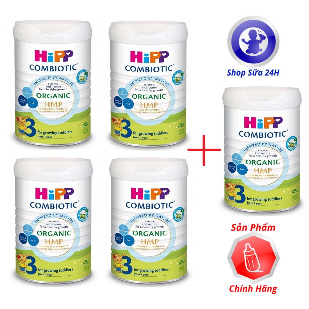 MUA 4 TẶNG 1 Sữa HiPP ORGANIC Mẫu Mới Số 1, 2, 3, 4 Lon 800g