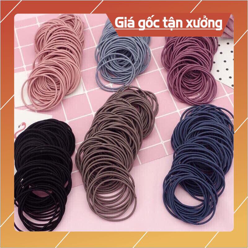 Buộc tóc 100 cái có túi zip đựng tiện lơi