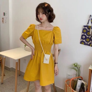 ĐẦM NHÚNG EO CỔ VUÔNG_ĐẦM KIỂU NHÚNG EO