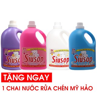 Can Nước Xả Vải Siusop 3x đậm đặc 3.8Kg - Tặng Chai Nước Rửa Chén Mỹ Hảo 750gr