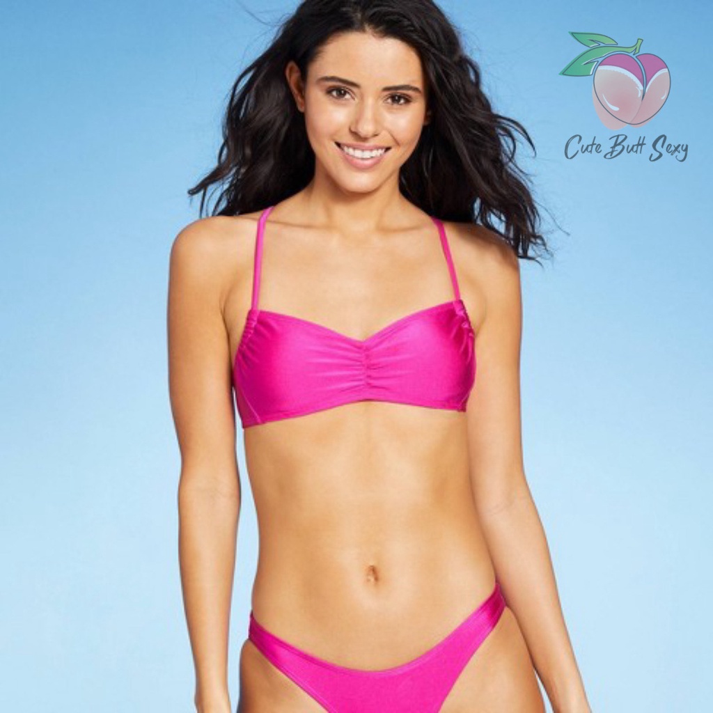 CUTE BUTT SEXY_Bộ bơi bikini hồng barbie neon auth chính hãng