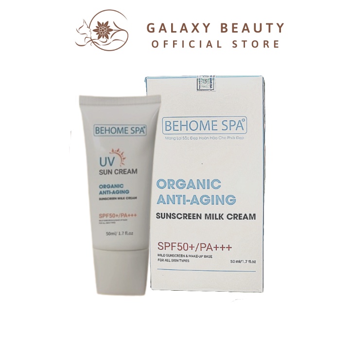 Kem chống nắng Behome Spa SPF50+ bảo vệ khỏi tia UV PA+++ dưỡng ẩm 50ml Galaxy Beauty