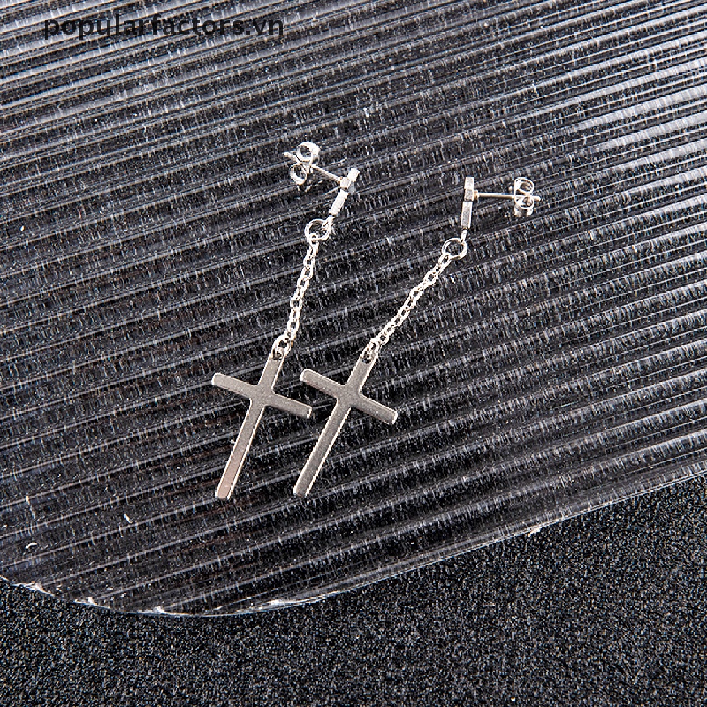 Khuyên Tai Hình Thánh Giá Bằng Thép Không Gỉ Cho Nam
