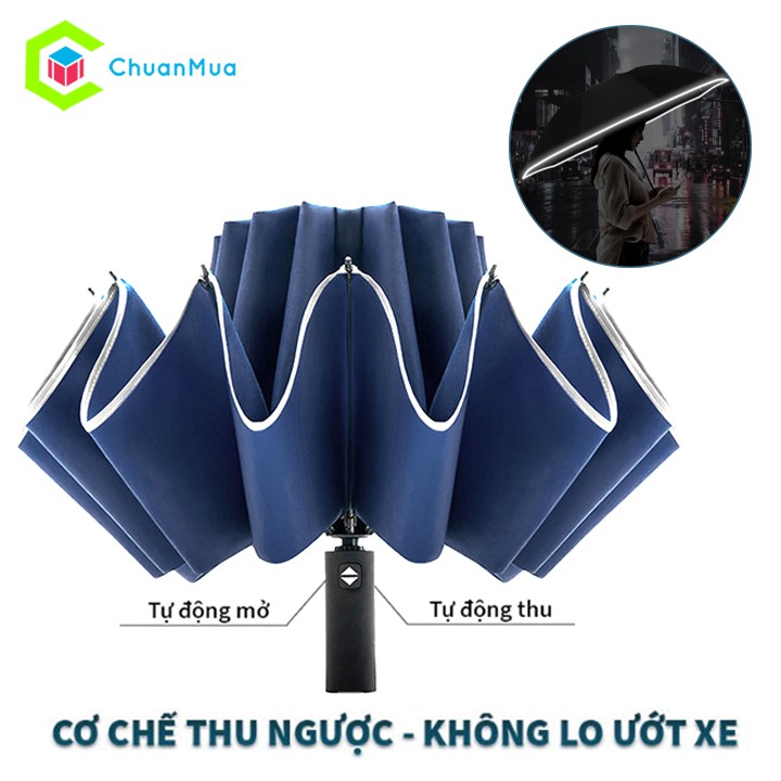 Dù Ô Tô Gấp Ngược Tự Động Đóng Mở 2 Chiều ( Size Lớn 10 - 12 Nan, Che mưa Xe Hơi, Chống Nắng Ngoài Trời gấp gọn UV...)