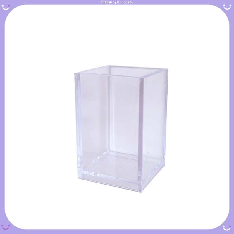 Ống đựng bút, cọ trang điểm trong suốt tự decor