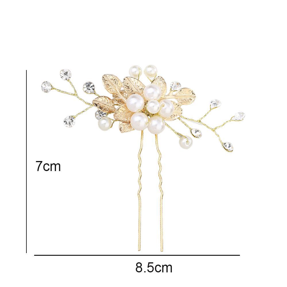 Trâm Cài Tóc Hình Chữ U Họa Tiết Hoa Lá Đính Ngọc Trai Thời Trang Cho Nữ