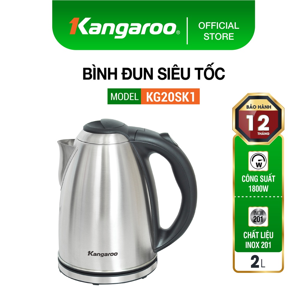 [Mã ELHADEV giảm 4% đơn 300K] Bình đun siêu tốc Kangaroo KG20SK1