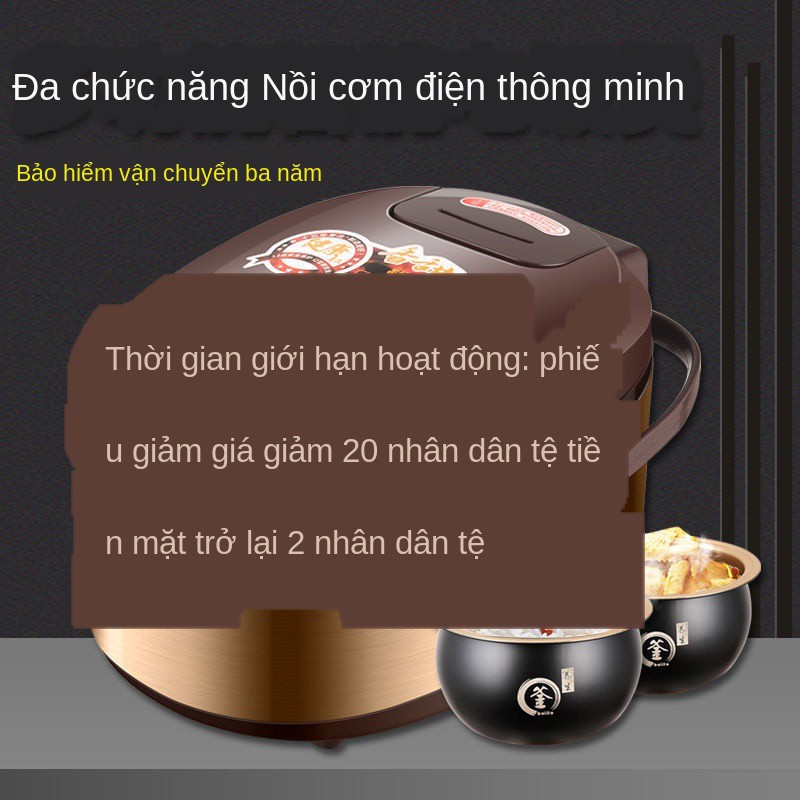 ❦Tam giác đỏ chính hãng thương hiệu cũ nồi cơm điện gia dụng thông minh hẹn thời gian mini 3L4L5L đa chức năng