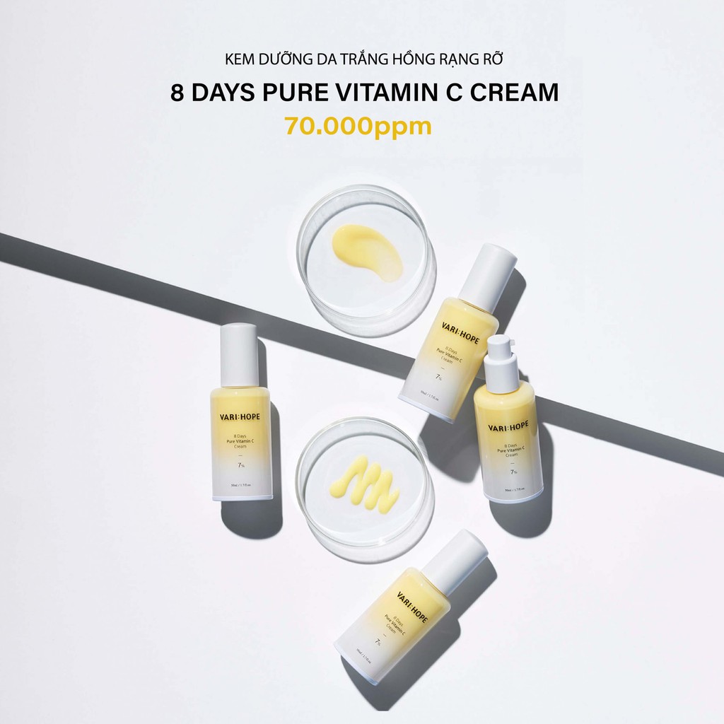 [HSD 10/22] Kem dưỡng giảm thâm dưỡng sáng Varihope 8 Days Pure Vitamin C Cream