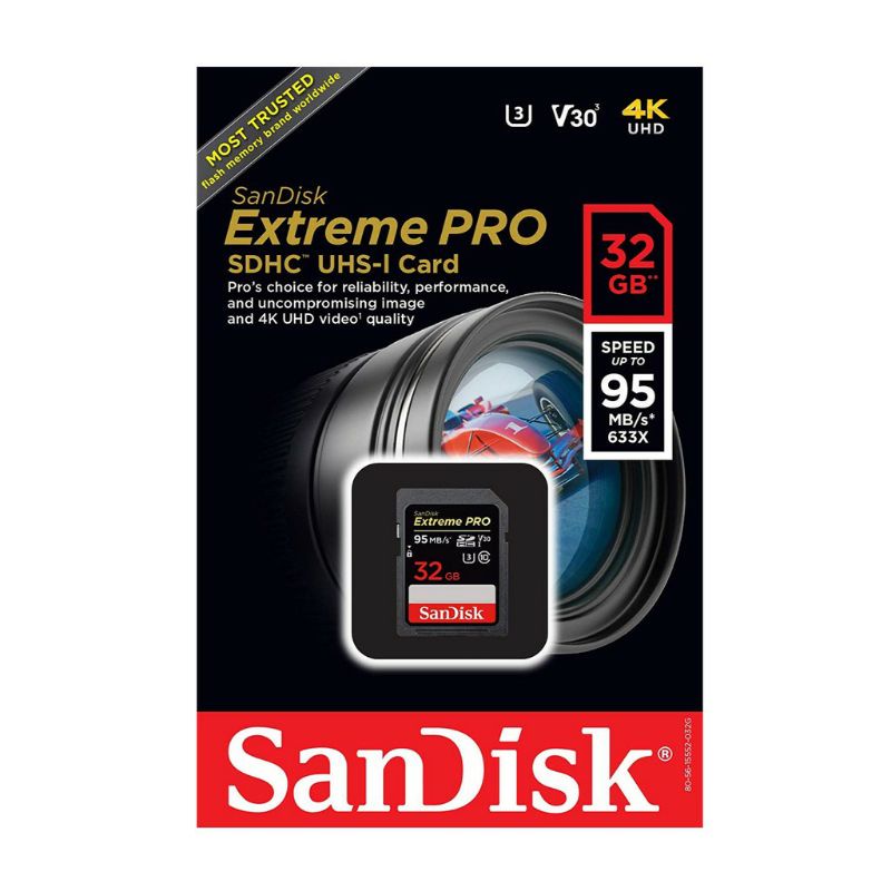 Thẻ nhớ máy ảnh Sandick Extreme PRO 128GB 64GB 32GB 16GB U3  upto 170MB/s chụp tốc độ cao và quay video 4K