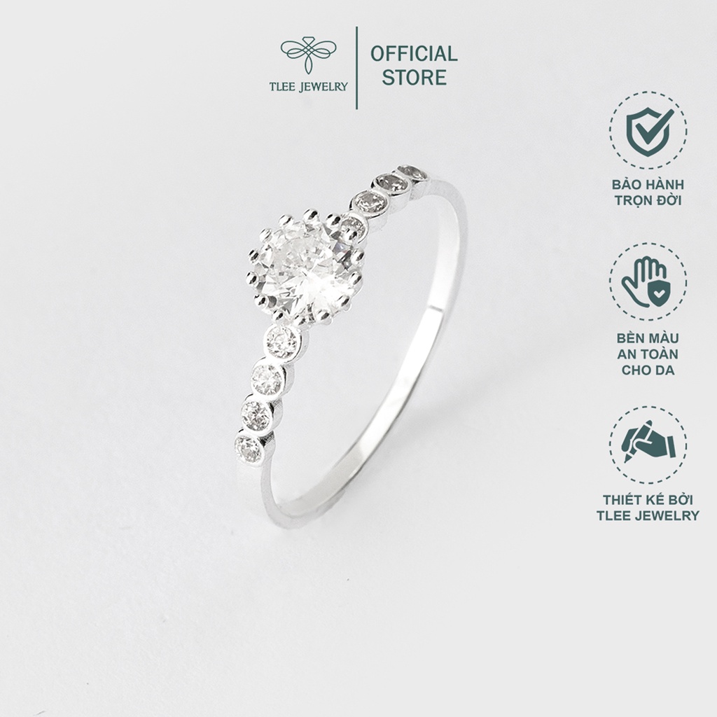 Nhẫn bạc nữ TLEE ổ đá hoa cúc viền đính đá sang trọng TleeJewelry A0194