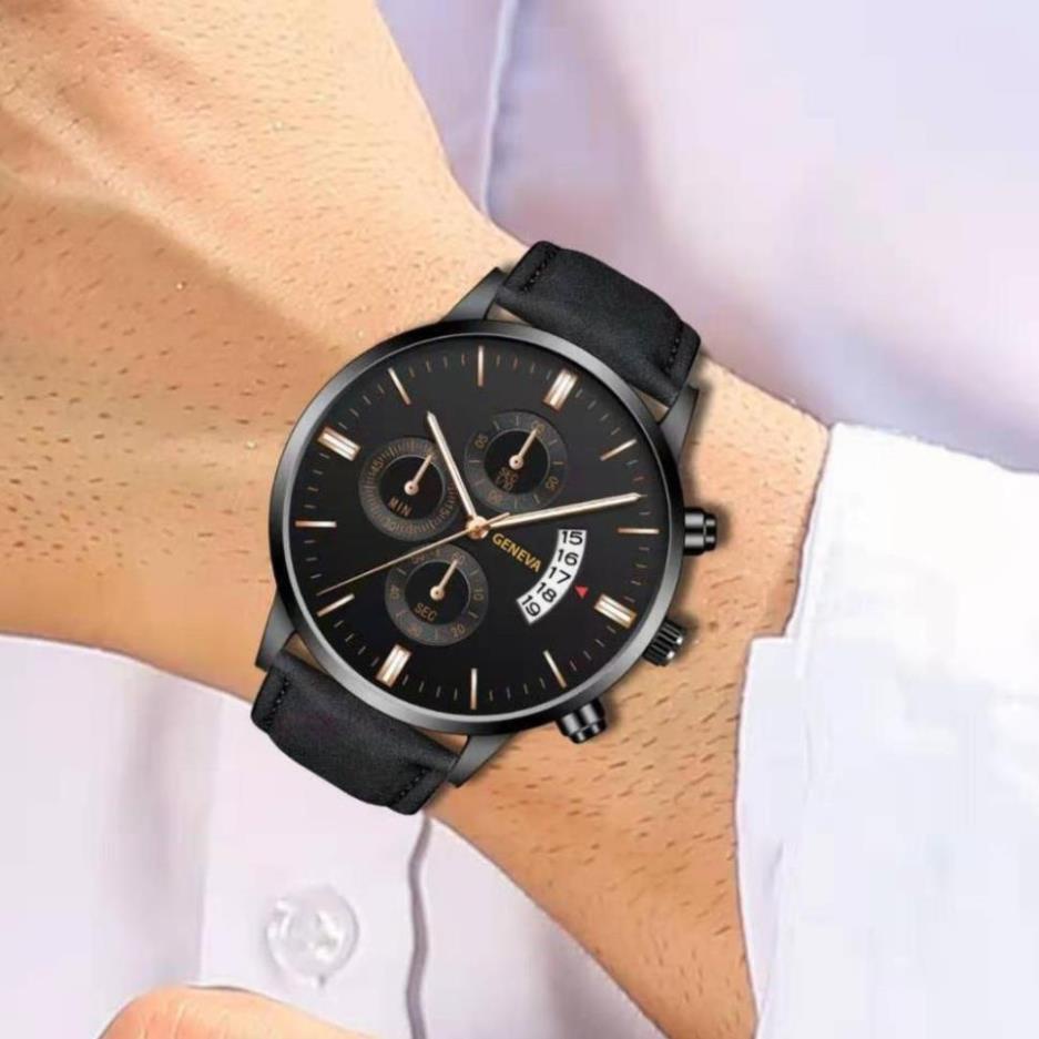 . Đồng Hồ Nam Dây Da Thời Trang Cao Cấp 2021 Full Hộp Xịn Xò Phong Cách Hàn Quốc Đẳng Cấp Doanh Nhân - GENEVA01 .