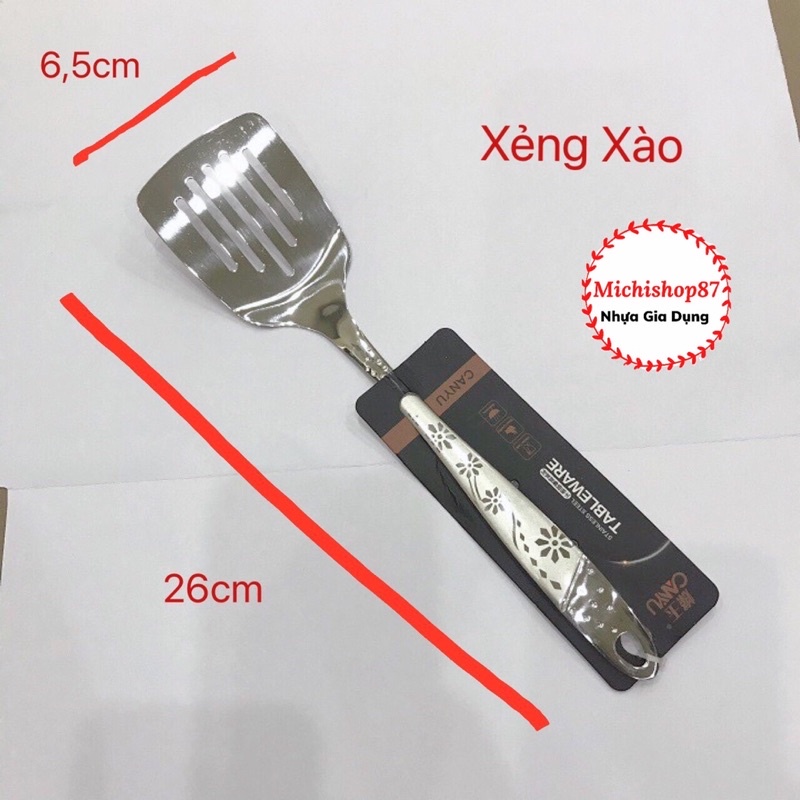 Muôi Múc Canh, Xẻng Xào, Muôi Thủng Ăn Lẩu Inox 304 Cao Cấp Họa Tiết Hoa Loại Đẹp Dầy Dặn