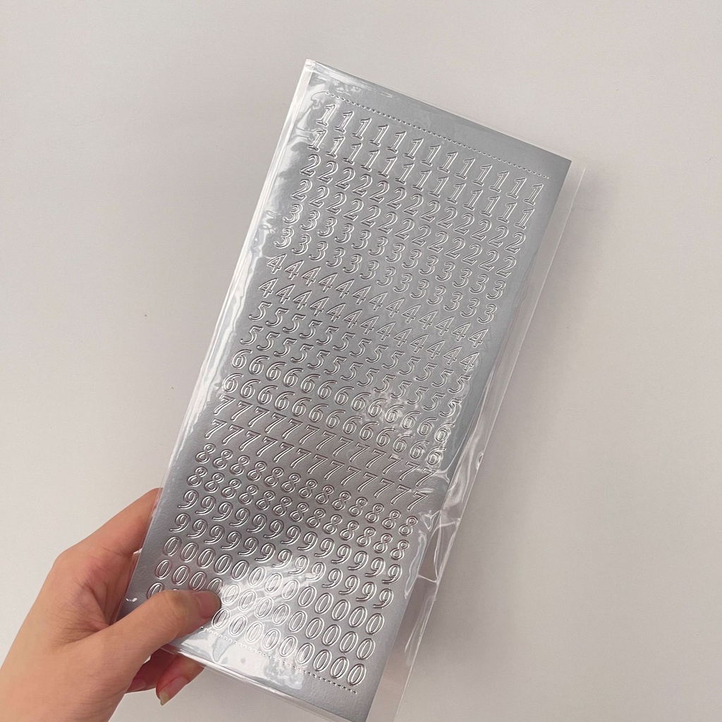 Miếng dán họa tiết chữ số phong cách Hàn Quốc gồm nhiều màu tùy chọn dùng trang trí thủ công