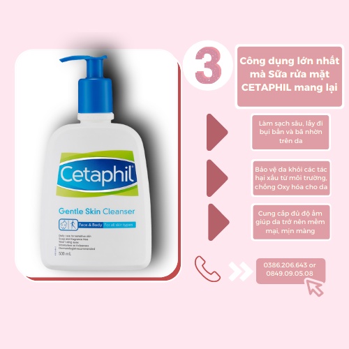 Sữa Rửa Mặt Dịu Nhẹ Dành Cho Da Nhạy Cảm Cetaphil Gentle Skin Cleanser, SRM Cetaphil 125ml, 500ml, 591ml SRM1005