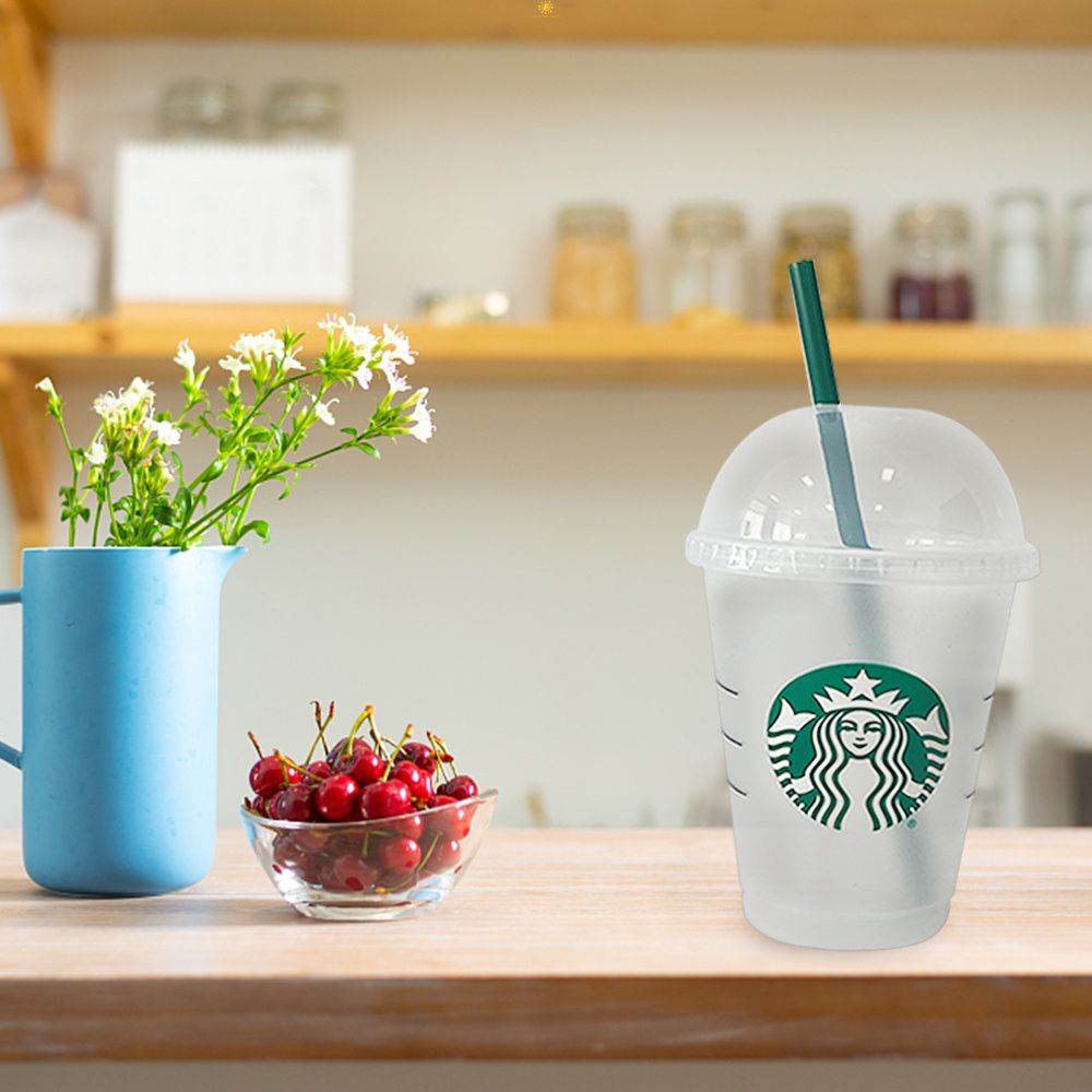 Mới Có Thể Tái Sử Dụng Starbucks Lạnh Ly Bia Nhựa Tumbler Có Nắp Nhựa Starbucks Straw Cup Trong Suốt Ly Xanh Lá Ống Hút Trẻ Em ống Hút 473Ml/16Oz