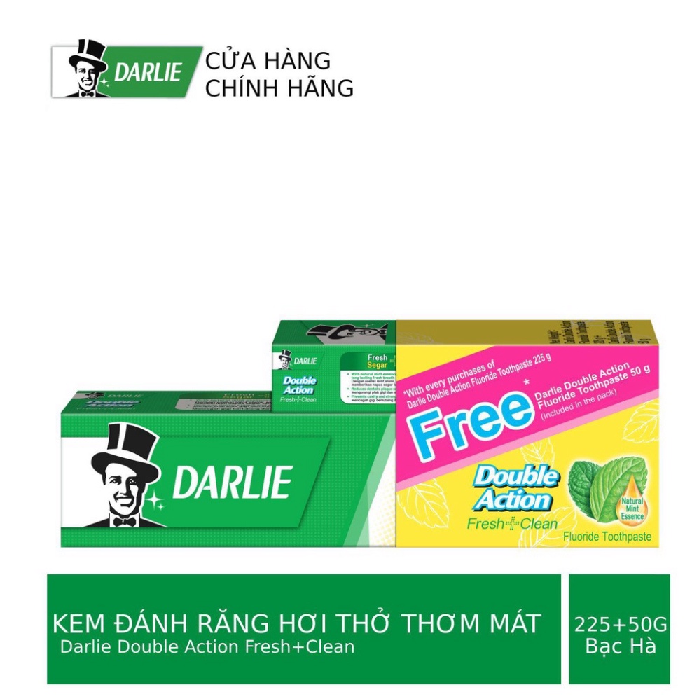 Kem Đánh Răng Ông Già Darlie Ngừa Sâu Răng DOUBLE ACTION 225g Tặng Tuýp Cùng Loại 50g