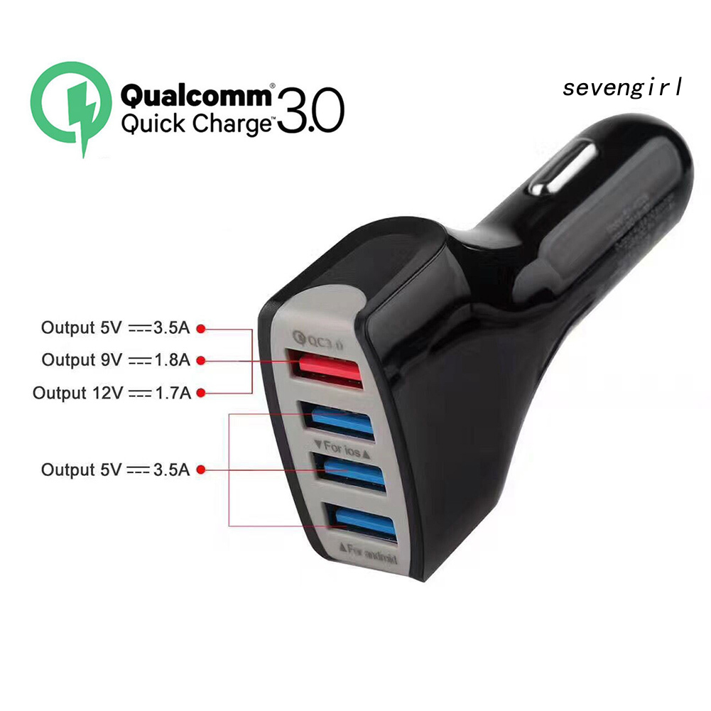 Tẩu Sạc Nhanh Qc3.0 4 Cổng Usb Cho Xe Hơi