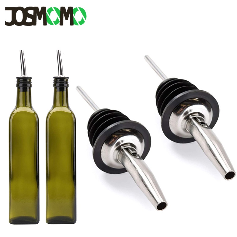 JOSMOMO Dụng cụ rót bằng thép không gỉ 2PCS, Dụng cụ rót chai rượu vang tốc độ, Dầu ô liu và Giấm có nắp đậy hình côn, Thích hợp cho miệng chai khoảng 3/4 ", có nắp đậy kín