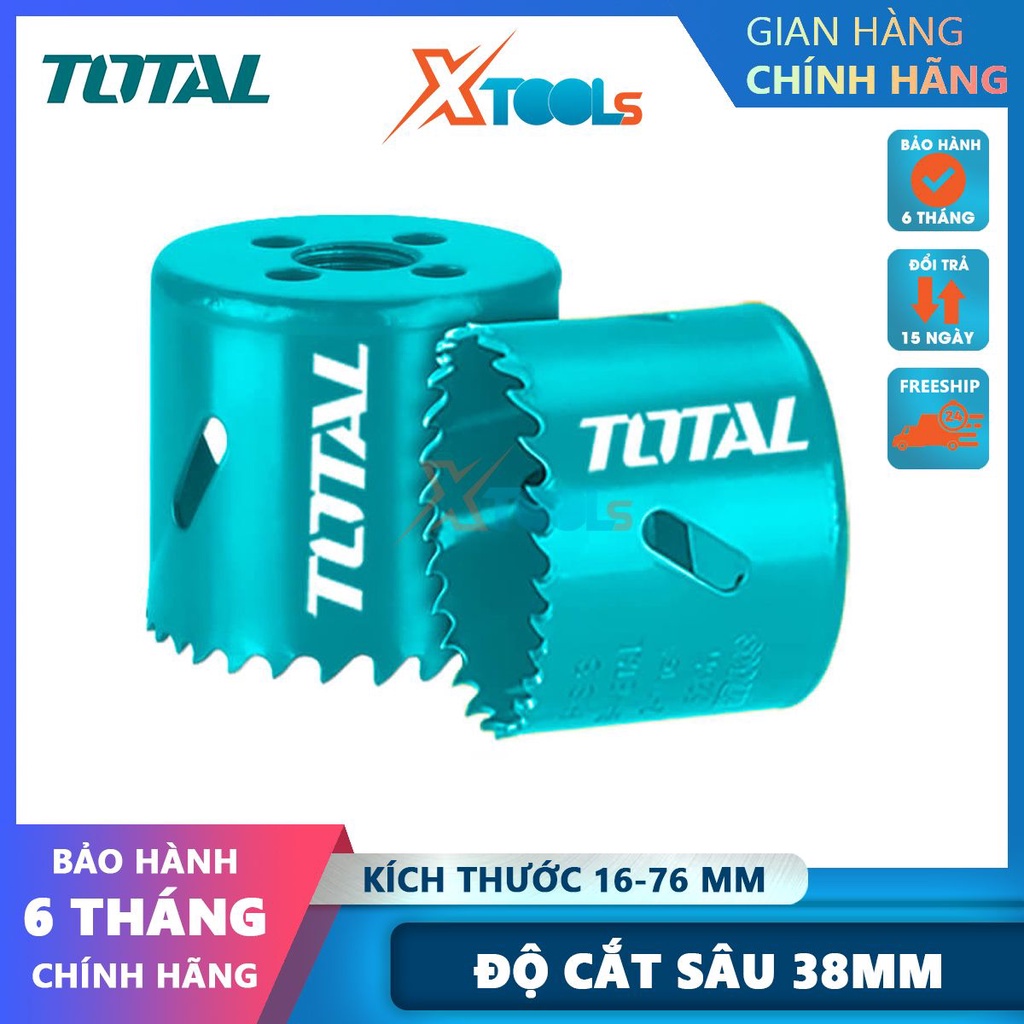 Mũi khoét kim loại TOTAL đường kính 16-76mm, độ cắt sâu 38mm, chất liệu HSS M3 Bi-metal [CHÍNH HÃNG][XTOOLS]