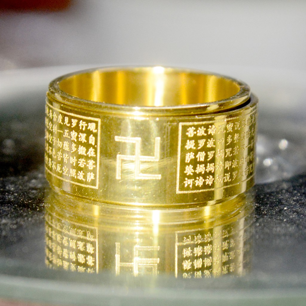 Nhẫn xoay mạ vàng khắc Bát Nhã Tâm Kinh
