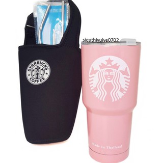 Ly giữ nhiệt starbucks 900ml ( hàng chuẩn, tặng kèm túi, ống hút)
