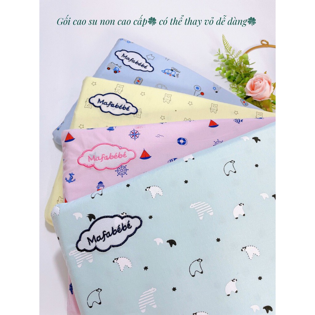 Gối cao su non Mafabebe thông hơi CỠ ĐẠI chống méo đầu cho bé, gối siêu đàn hồi