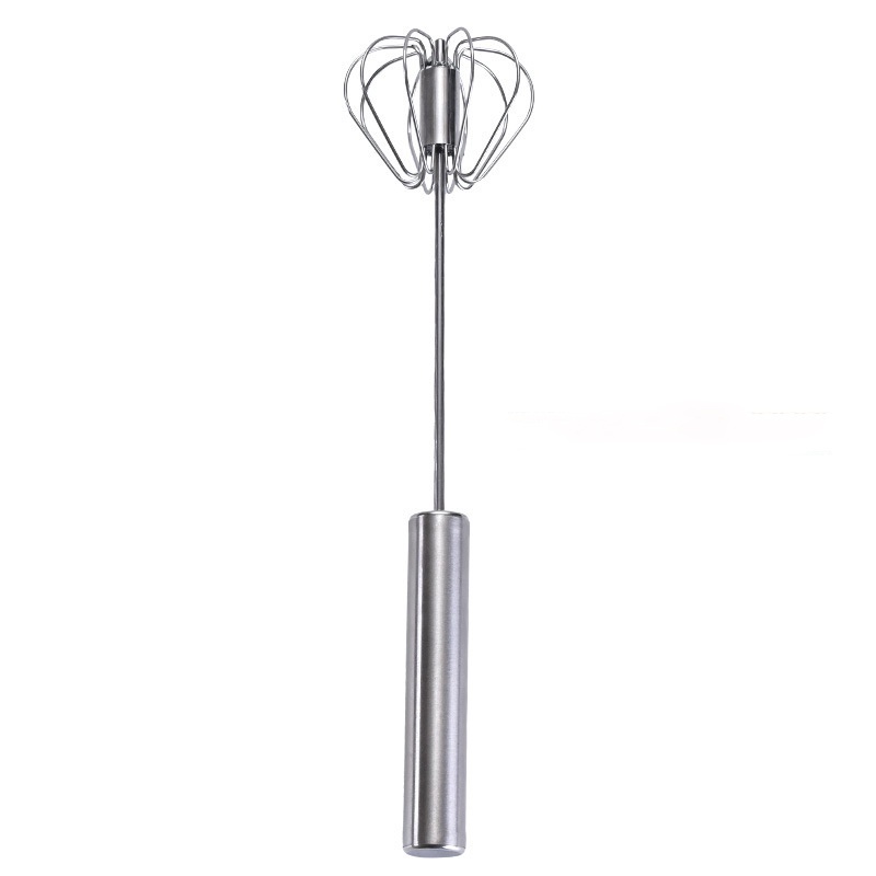 New Stainless Steel Semi-Automatic Hand-Held Press Type Rotary Eggbeater Household Manual Eggbeater Cream Mixer Bar