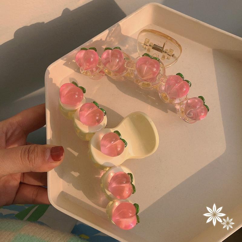 【kifli】Kẹp Tóc Hình Quả Đào Màu Hồng Trong Suốt 2022