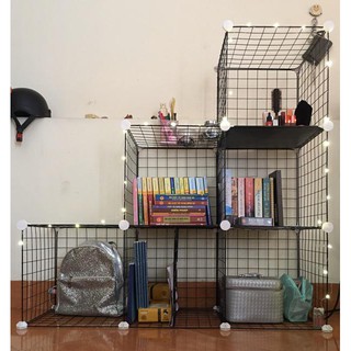 Tủ ghép lưới sắt thép đa năng hiện đại để sách, decor, trưng bày, trang trí mọi không gian
