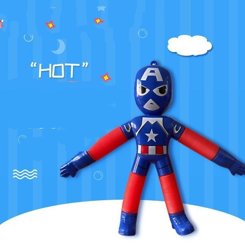 Đồ chơi siêu nhân lò xo rút phát sáng cho bé, đồ chơi thư giãn tạo kiểu thú vi