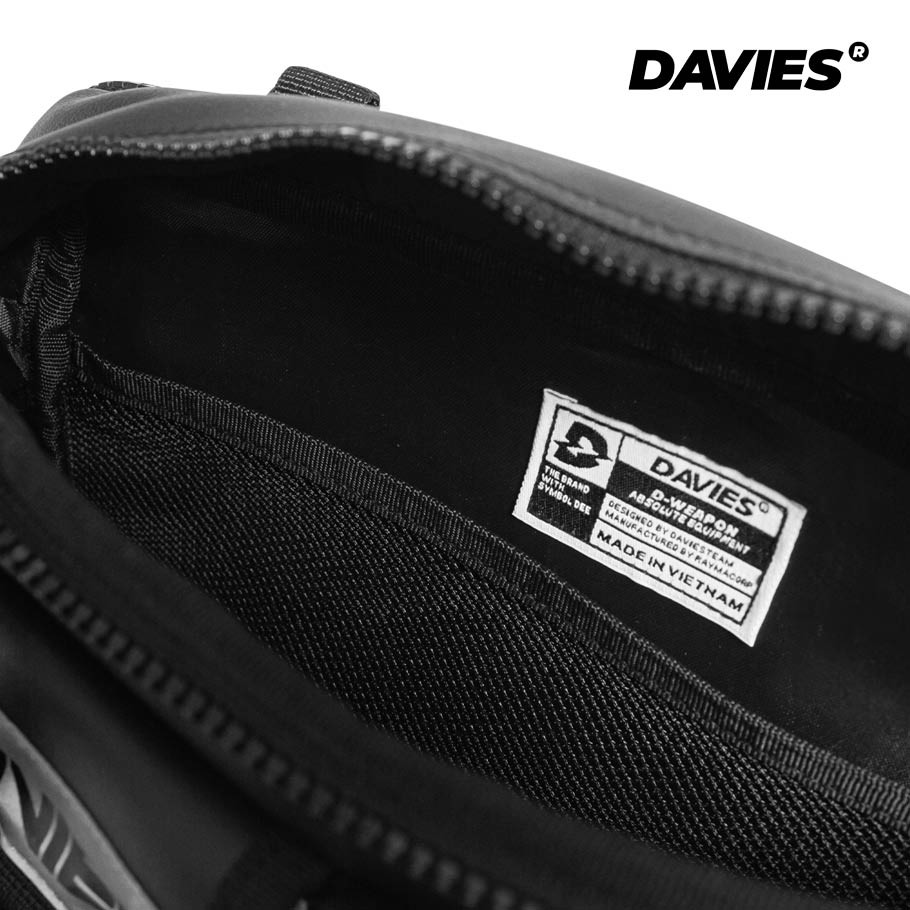 Túi đeo chéo da & canvas nam nữ màu đen Two Pocket MB local brand Davies