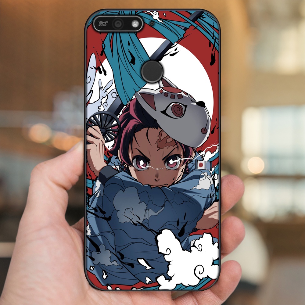 Ốp lưng Huawei Y6 Prime viền đen in hình Tanjiro Kimetsu No Yaiba