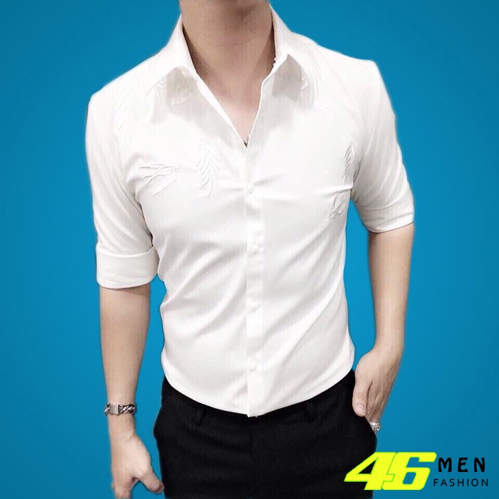 Áo sơ mi nam dài tay, trắng, đen, thêu họa tiết chim én trẻ trung MFM123 | BigBuy360 - bigbuy360.vn