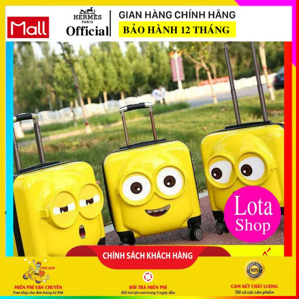 VALI MINION VUÔNG SIZE 18 - 3 SẮC THÁI CẢM XÚC (có bán sỉ)