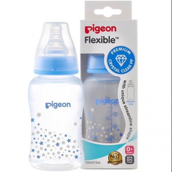 Bình Sữa Pigeon Cổ Hẹp 150ml Bình Sữa Cho Bé Sơ Sinh Nhưa PP Streamline Dung Tích 150ml Hình Ngôi Sao ( Mẫu Mới )