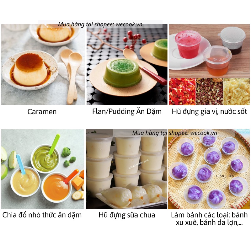 Hộp làm bánh flan caramen có nắp - Khuôn nhựa làm bánh da lợn, xu xê,sữa chua, thạch rau câu, trữ đông ăn dặm