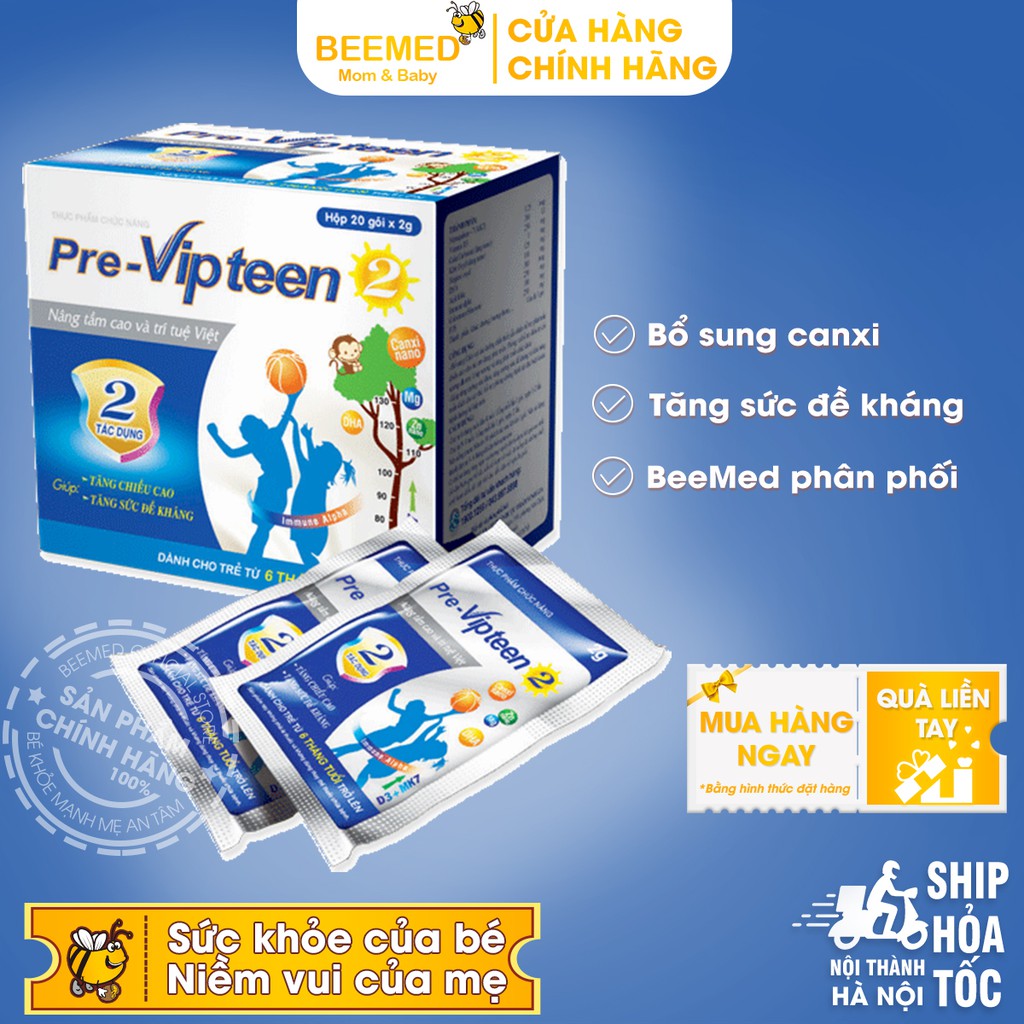 Pre Vipteen 2 -  Bổ sung canxi cho bé từ 6 tháng, 1, 2 tuổi, tăng sức đề kháng 5.0 Mua 6h tặng 1h bằng tem tích điểm