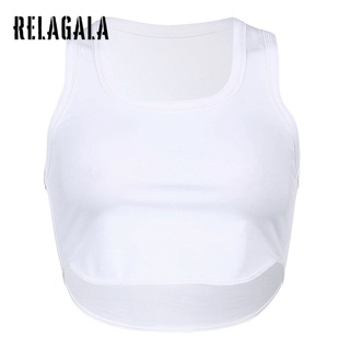 Áo tank top Relagala thể thao sát nách cổ chữ U màu trơn thời trang cho nữ