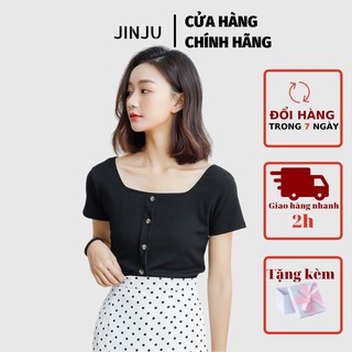Áo croptop ôm, áo croptop cổ vuông free size dáng ôm, co dãn không nhăn, phai màu cho nữ phông cách hàn quốc- JinJu