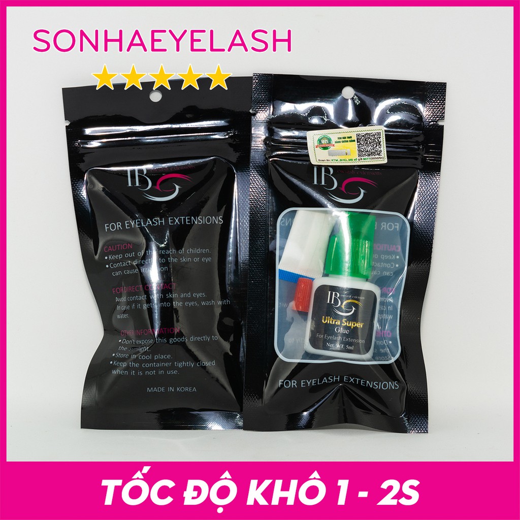 Keo nối mi IB, keo IB nắp xanh ít cay khô 2-3s dùng cho thợ nối mi chuyên nghiệp